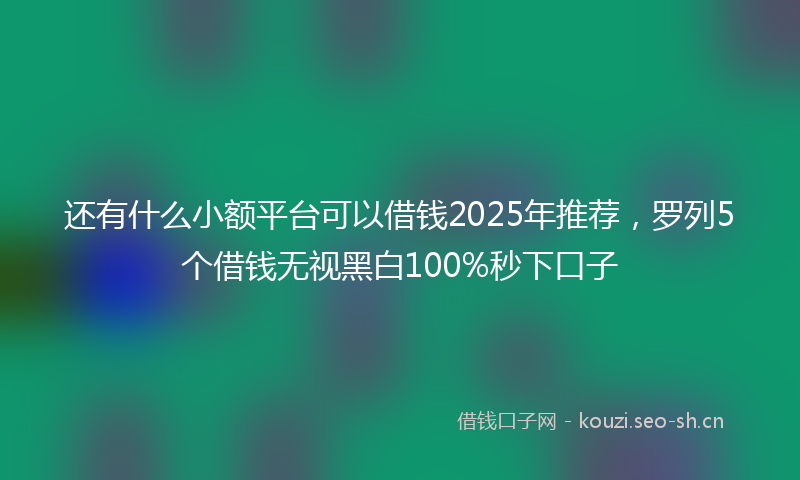 还有什么小额平台可以借钱2025年推荐，罗列5个借钱无视黑白100%秒下口子