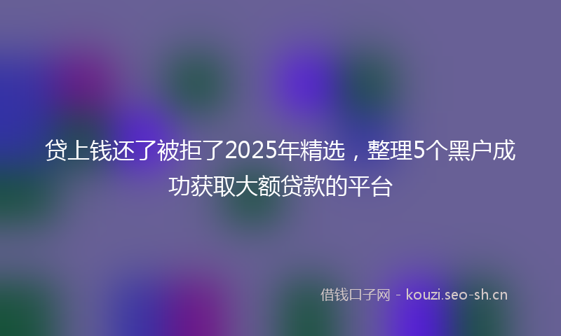 贷上钱还了被拒了2025年精选，整理5个黑户成功获取大额贷款的平台