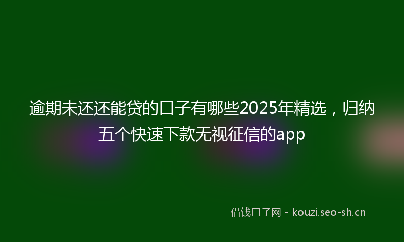 逾期未还还能贷的口子有哪些2025年精选，归纳五个快速下款无视征信的app