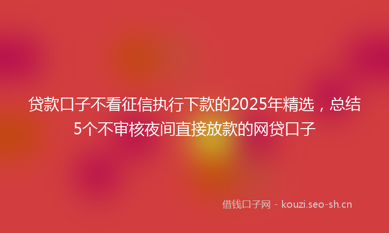 贷款口子不看征信执行下款的2025年精选,总结5个不审核夜间直接放款的网贷口子