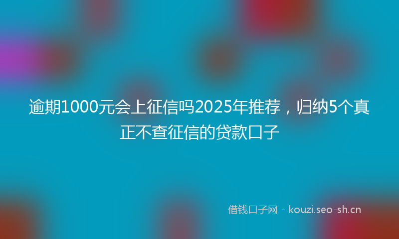 逾期1000元会上征信吗2025年推荐，归纳5个真正不查征信的贷款口子