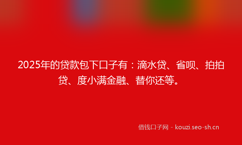 2025年的贷款包下口子有：滴水贷、省呗、拍拍贷、度小满金融、替你还等。