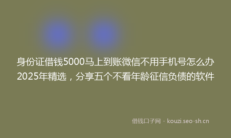 身份证借钱5000马上到账微信不用手机号怎么办2025年精选,分享五个不看年龄征信负债的软件