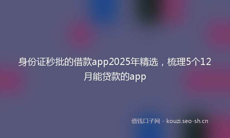 身份证秒批的借款app2025年精选,梳理5个12月能贷款的app