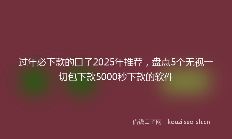 过年必下款的口子2025年推荐，盘点5个无视一切包下款5000秒下款的软件