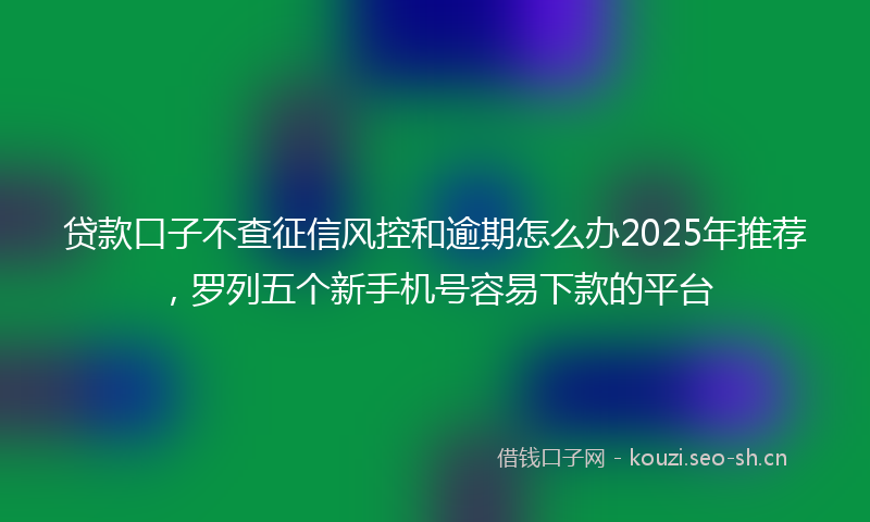 贷款口子不查征信风控和逾期怎么办2025年推荐，罗列五个新手机号容易下款的平台