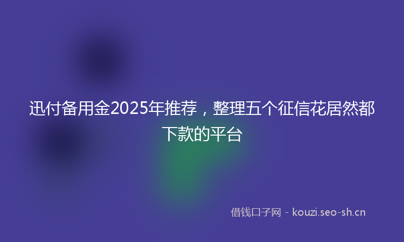 迅付备用金2025年推荐，整理五个征信花居然都下款的平台