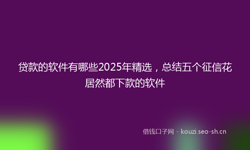 贷款的软件有哪些2025年精选，总结五个征信花居然都下款的软件