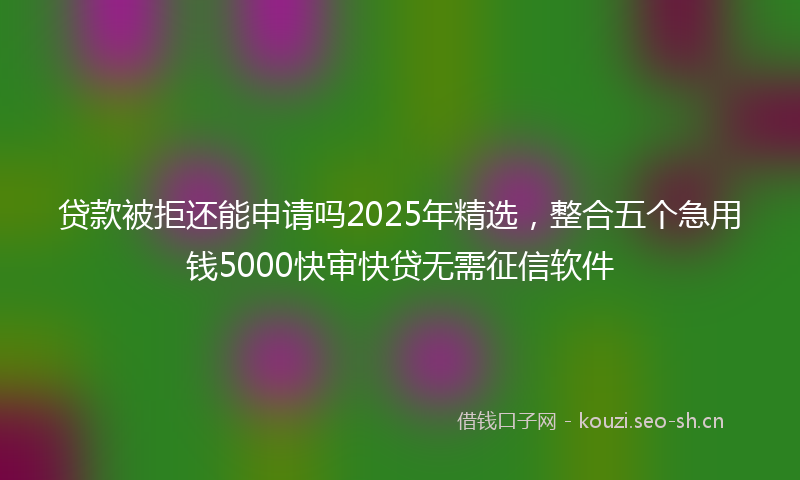 贷款被拒还能申请吗2025年精选，整合五个急用钱5000快审快贷无需征信软件