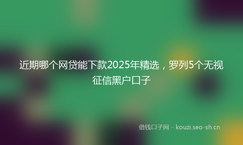 近期哪个网贷能下款2025年精选，罗列5个无视征信黑户口子