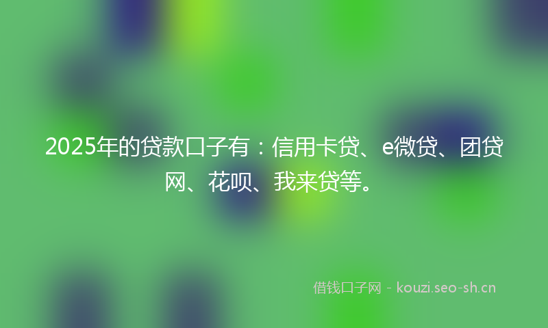 2025年的贷款口子有：信用卡贷、e微贷、团贷网、花呗、我来贷等。