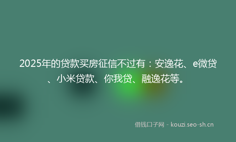 2025年的贷款买房征信不过有：安逸花、e微贷、小米贷款、你我贷、融逸花等。