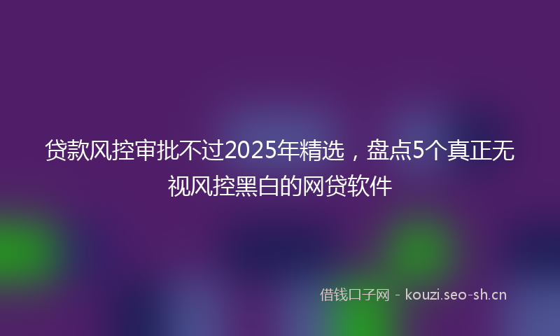 贷款风控审批不过2025年精选,盘点5个真正无视风控黑白的网贷软件