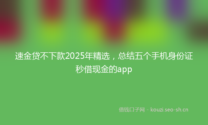 速金贷不下款2025年精选,总结五个手机身份证秒借现金的app