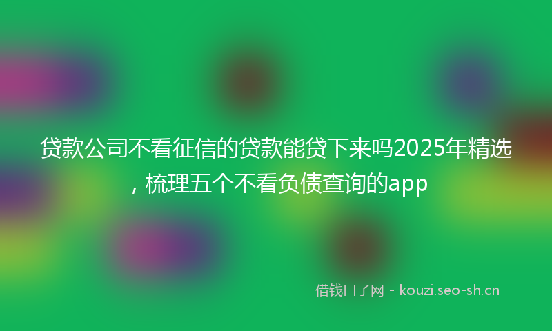 贷款公司不看征信的贷款能贷下来吗2025年精选，梳理五个不看负债查询的app