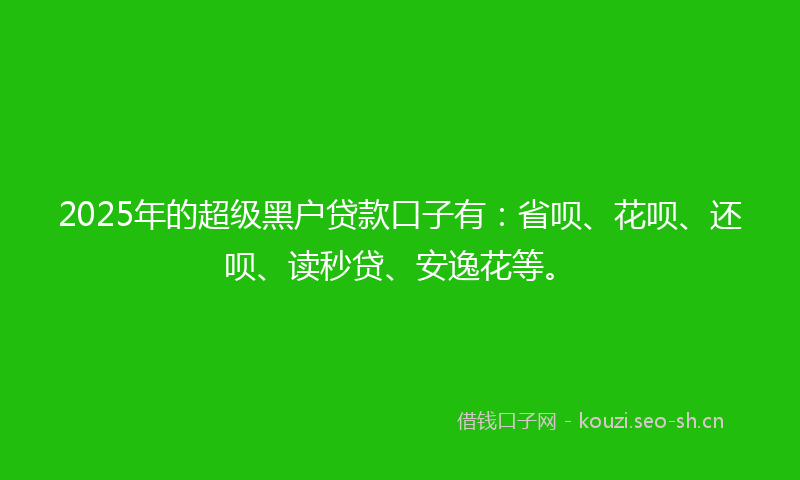 2025年的超级黑户贷款口子有：省呗、花呗、还呗、读秒贷、安逸花等。