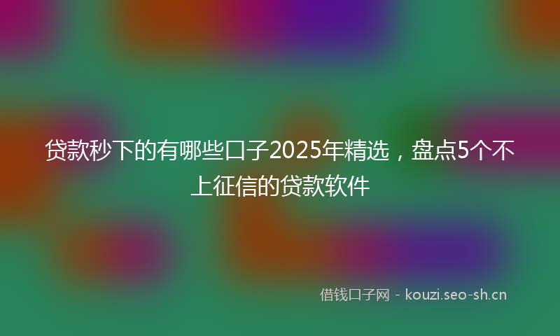 贷款秒下的有哪些口子2025年精选，盘点5个不上征信的贷款软件
