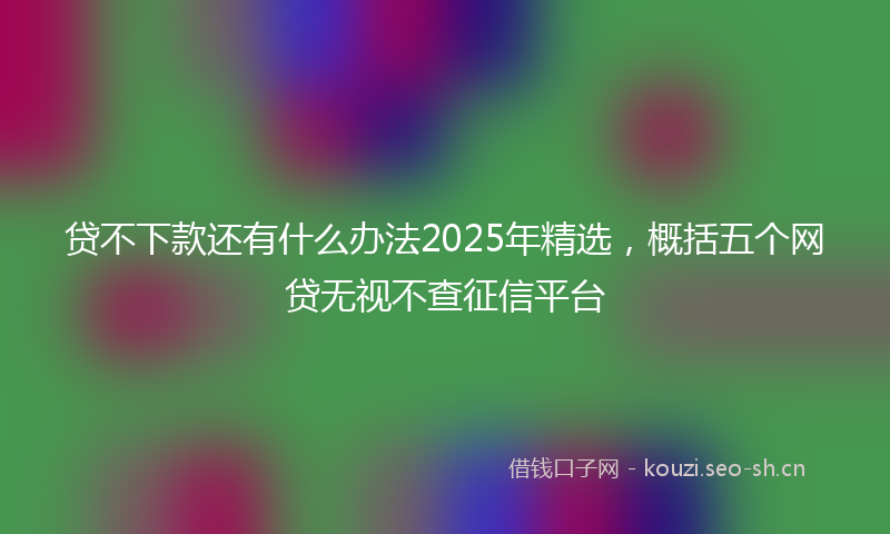贷不下款还有什么办法2025年精选，概括五个网贷无视不查征信平台