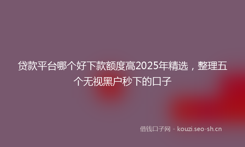 贷款平台哪个好下款额度高2025年精选，整理五个无视黑户秒下的口子
