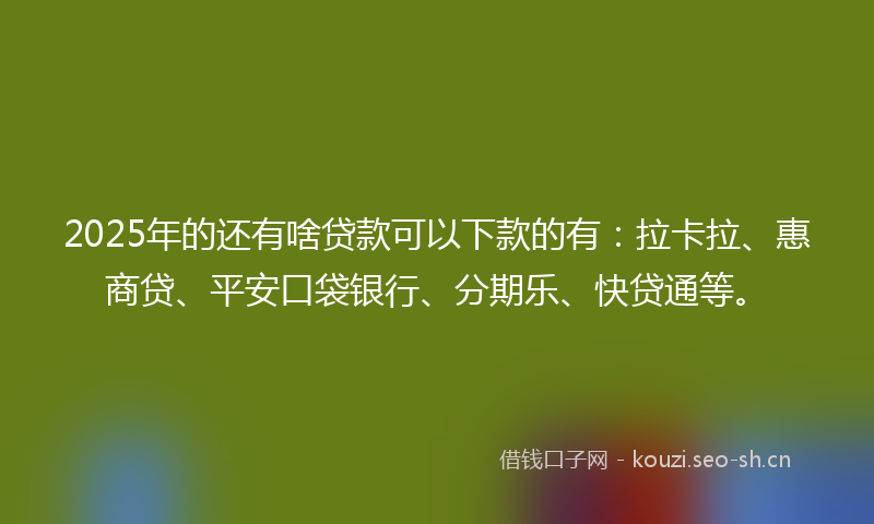 2025年的还有啥贷款可以下款的有:拉卡拉、惠商贷、平安口袋银行、分期乐、快贷通等。