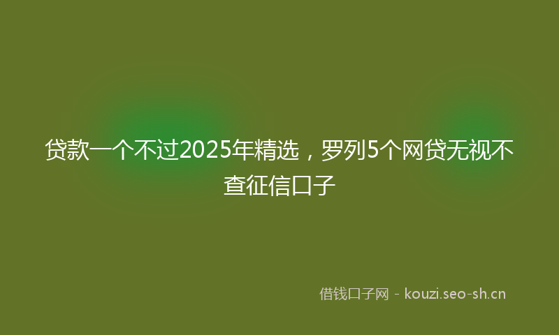 贷款一个不过2025年精选，罗列5个网贷无视不查征信口子