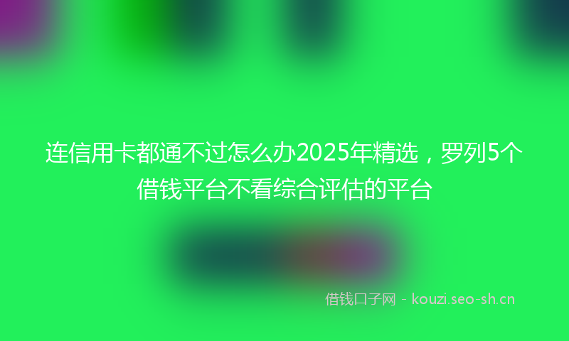 连信用卡都通不过怎么办2025年精选，罗列5个借钱平台不看综合评估的平台