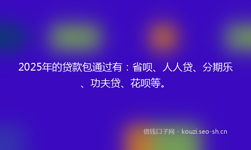 2025年的贷款包通过有：省呗、人人贷、分期乐、功夫贷、花呗等。