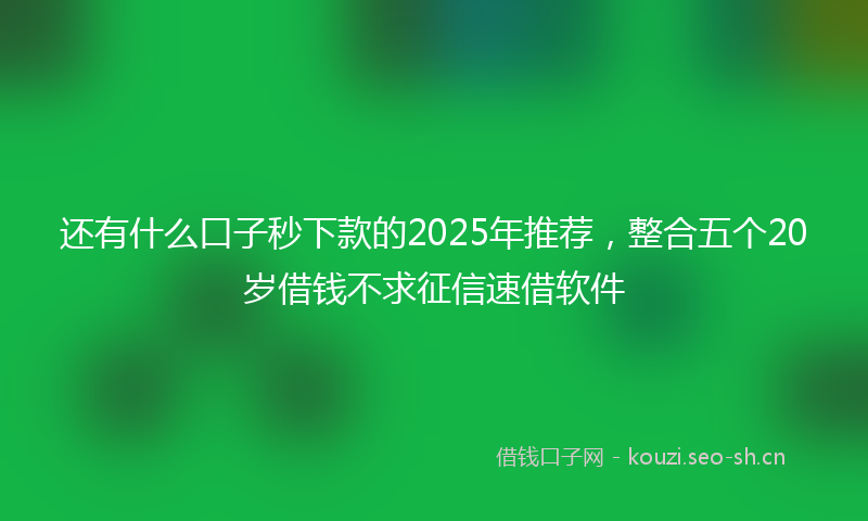 还有什么口子秒下款的2025年推荐，整合五个20岁借钱不求征信速借软件