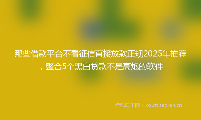 那些借款平台不看征信直接放款正规2025年推荐，整合5个黑白贷款不是高炮的软件