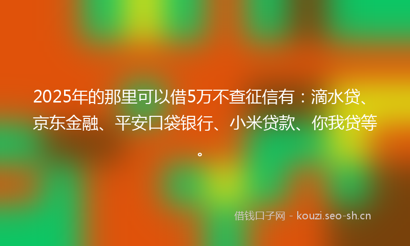 2025年的那里可以借5万不查征信有：滴水贷、京东金融、平安口袋银行、小米贷款、你我贷等。