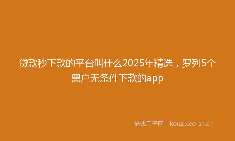 贷款秒下款的平台叫什么2025年精选，罗列5个黑户无条件下款的app
