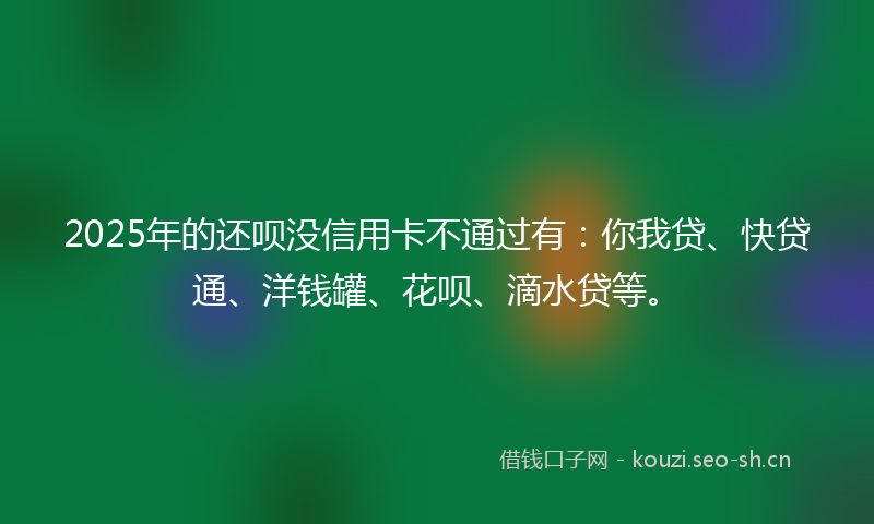 2025年的还呗没信用卡不通过有:你我贷、快贷通、洋钱罐、花呗、滴水贷等。