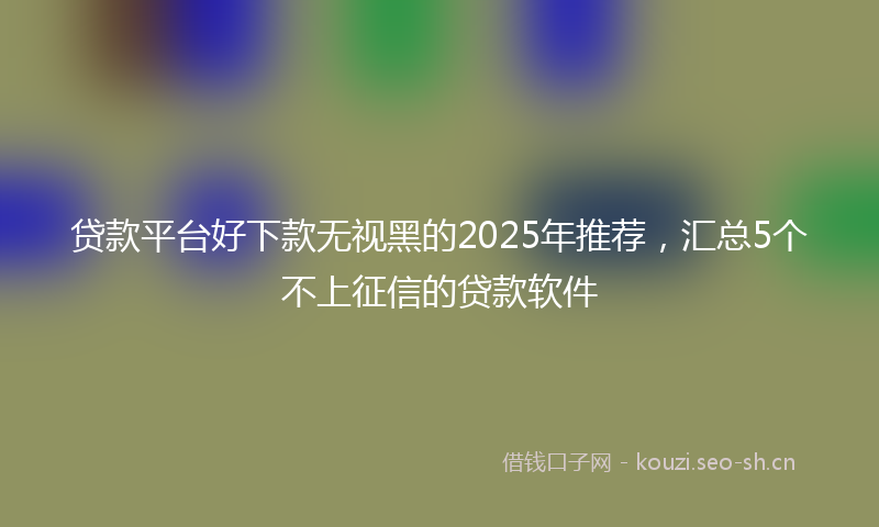 贷款平台好下款无视黑的2025年推荐，汇总5个不上征信的贷款软件