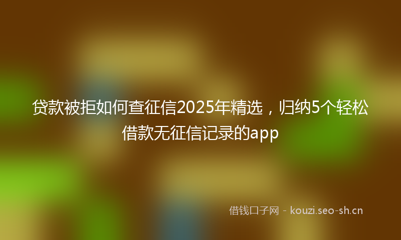 贷款被拒如何查征信2025年精选，归纳5个轻松借款无征信记录的app