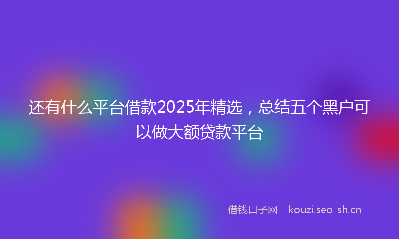 还有什么平台借款2025年精选，总结五个黑户可以做大额贷款平台