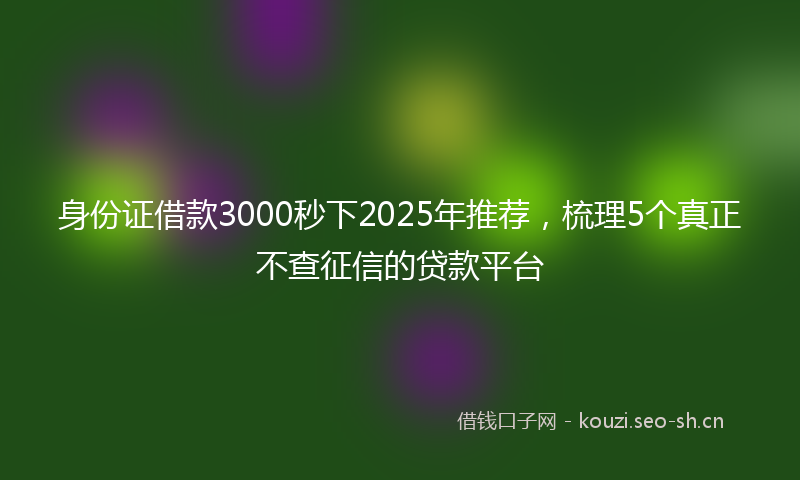 身份证借款3000秒下2025年推荐,梳理5个真正不查征信的贷款平台
