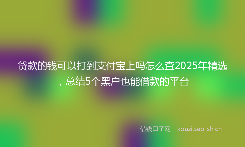 贷款的钱可以打到支付宝上吗怎么查2025年精选，总结5个黑户也能借款的平台