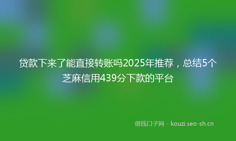 贷款下来了能直接转账吗2025年推荐，总结5个芝麻信用439分下款的平台