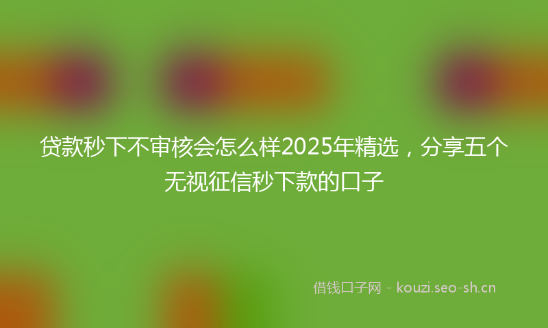 贷款秒下不审核会怎么样2025年精选，分享五个无视征信秒下款的口子
