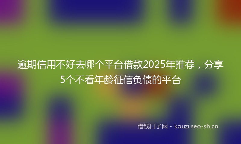 逾期信用不好去哪个平台借款2025年推荐，分享5个不看年龄征信负债的平台