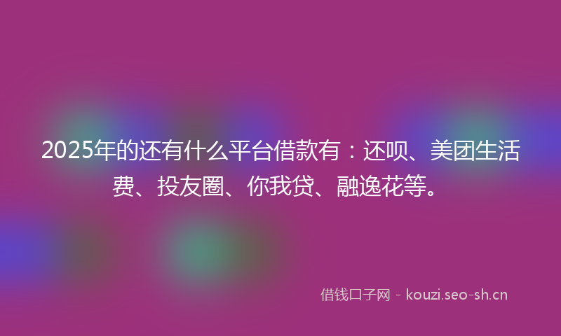 2025年的还有什么平台借款有:还呗、美团生活费、投友圈、你我贷、融逸花等。