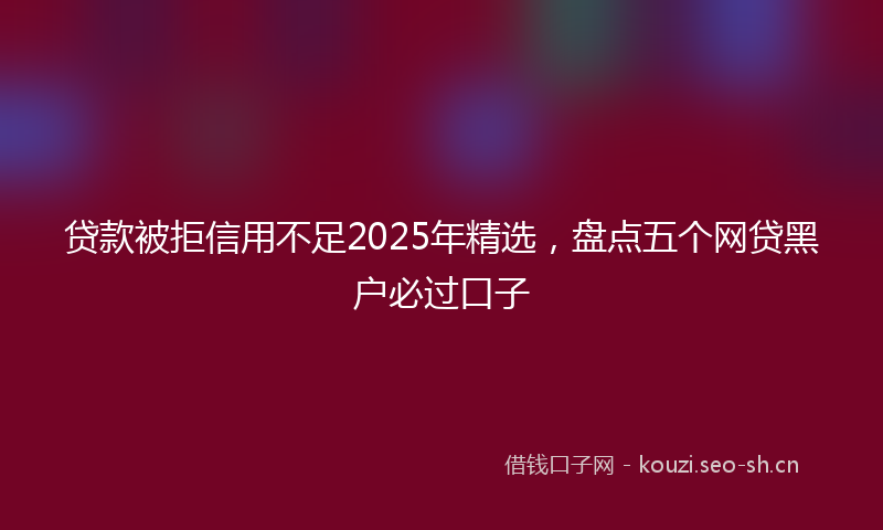 贷款被拒信用不足2025年精选，盘点五个网贷黑户必过口子