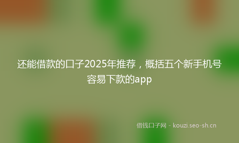 还能借款的口子2025年推荐，概括五个新手机号容易下款的app