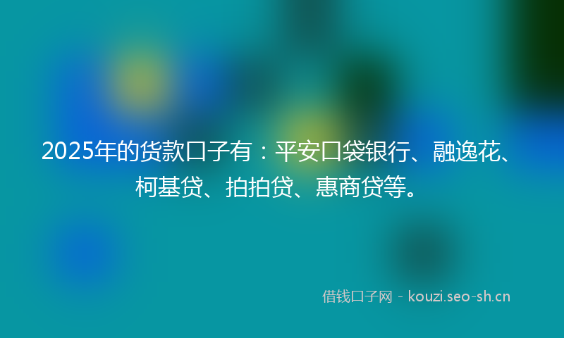 2025年的货款口子有：平安口袋银行、融逸花、柯基贷、拍拍贷、惠商贷等。