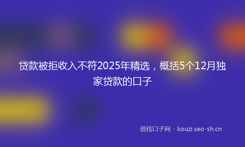贷款被拒收入不符2025年精选，概括5个12月独家贷款的口子