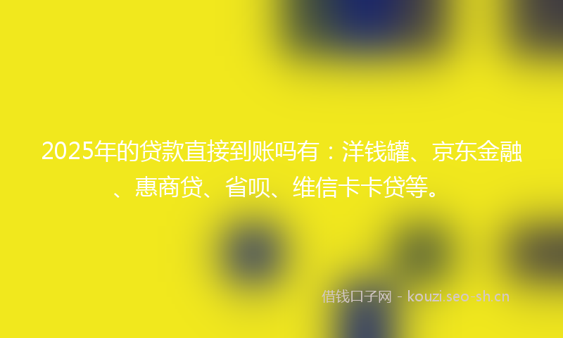 2025年的贷款直接到账吗有：洋钱罐、京东金融、惠商贷、省呗、维信卡卡贷等。