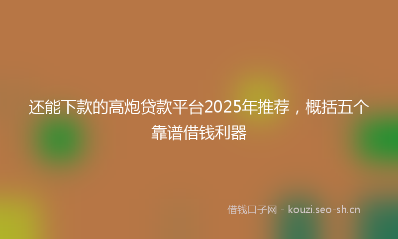 还能下款的高炮贷款平台2025年推荐，概括五个靠谱借钱利器