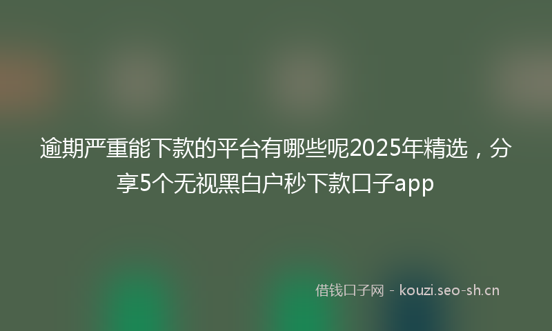 逾期严重能下款的平台有哪些呢2025年精选，分享5个无视黑白户秒下款口子app