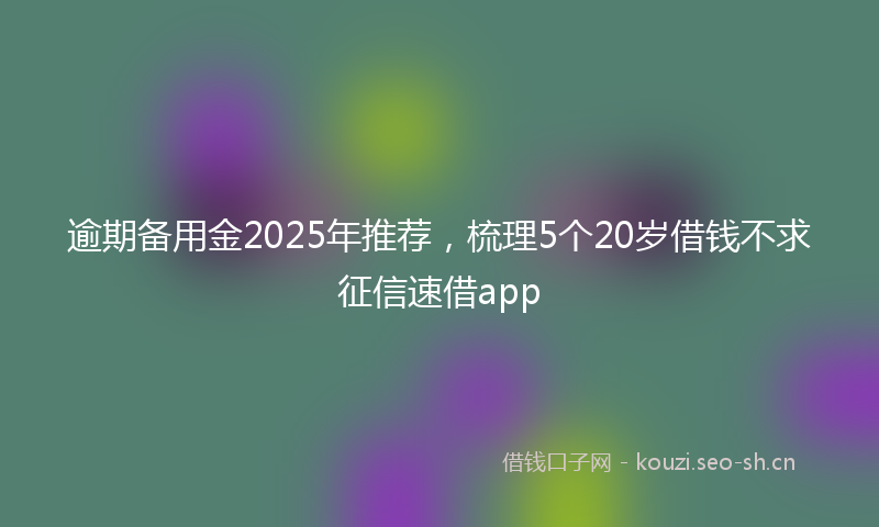 逾期备用金2025年推荐，梳理5个20岁借钱不求征信速借app