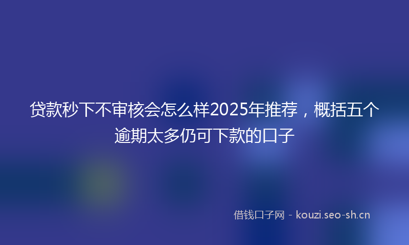 贷款秒下不审核会怎么样2025年推荐，概括五个逾期太多仍可下款的口子
